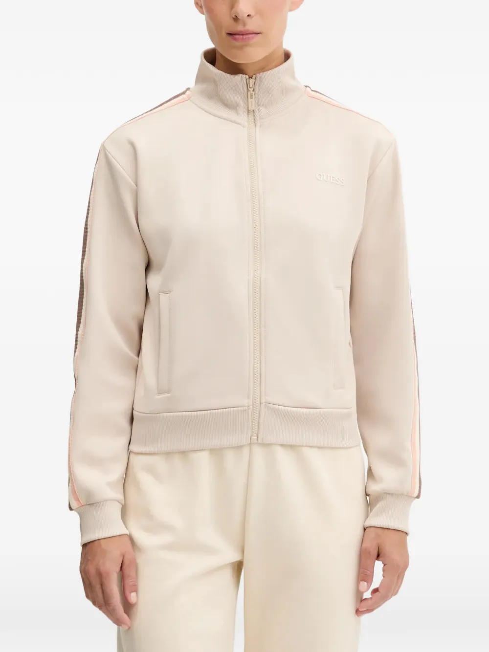 GUESS USA side-stripe zip-up sweatshirt | Neutrals | Image 1