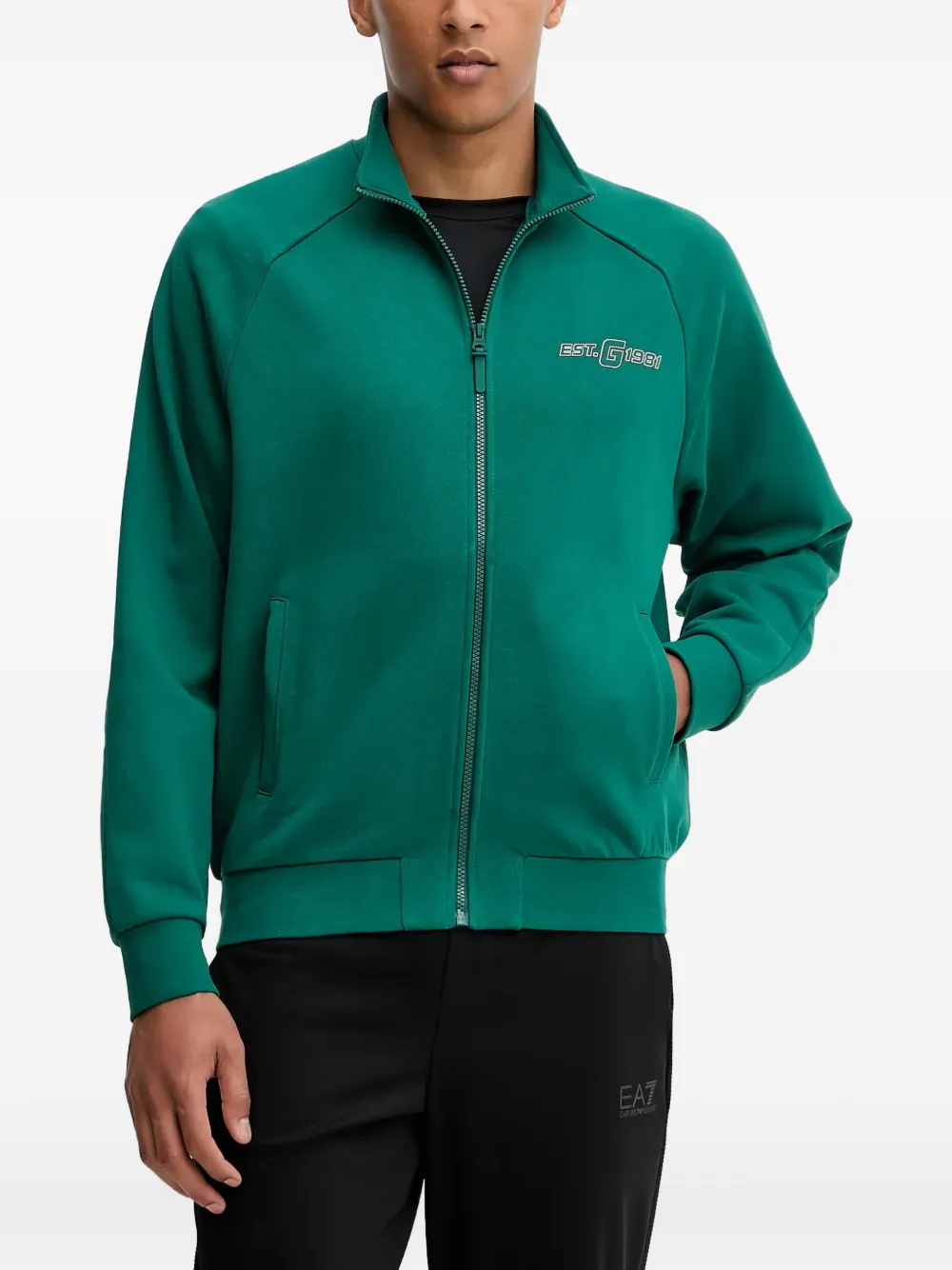 GUESS USA zip-up mock-neck sweater | Green | Image 1