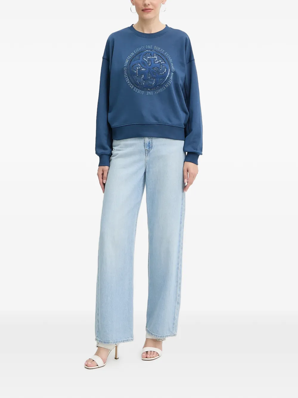 Guess Usa Logo-print Sweatshirt In Blue