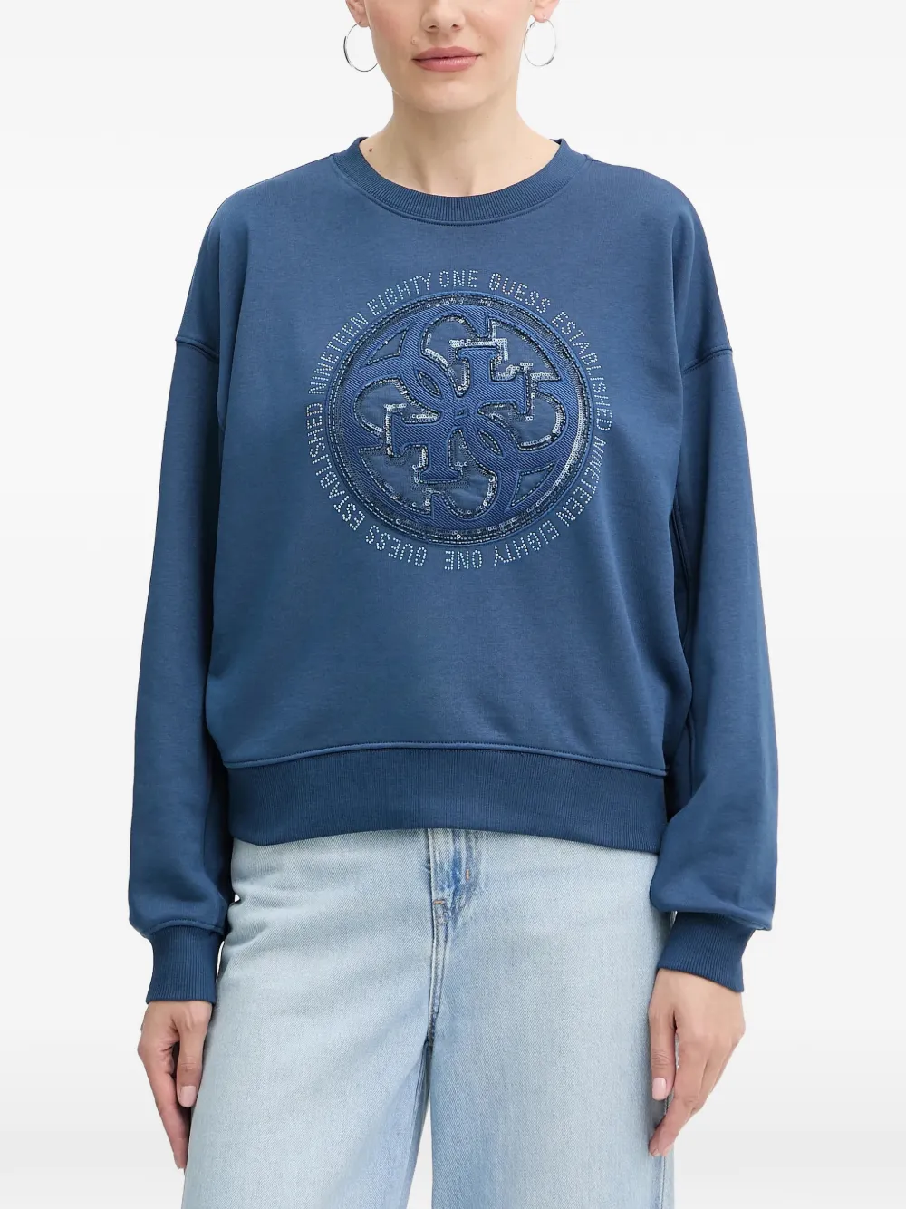 Guess Usa Logo-print Sweatshirt In Blue
