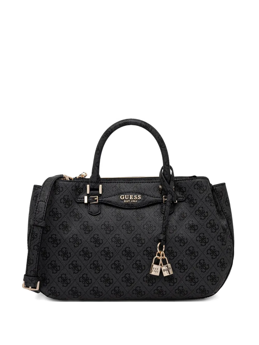 Guess Usa Monogram-pattern Tote Bag In Black