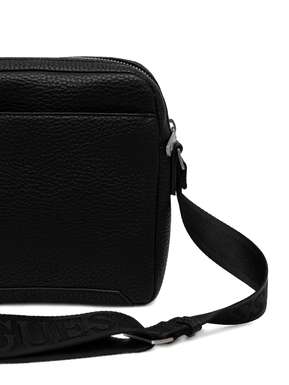 Guess Usa Logo-plaque Messenger Bag In Black