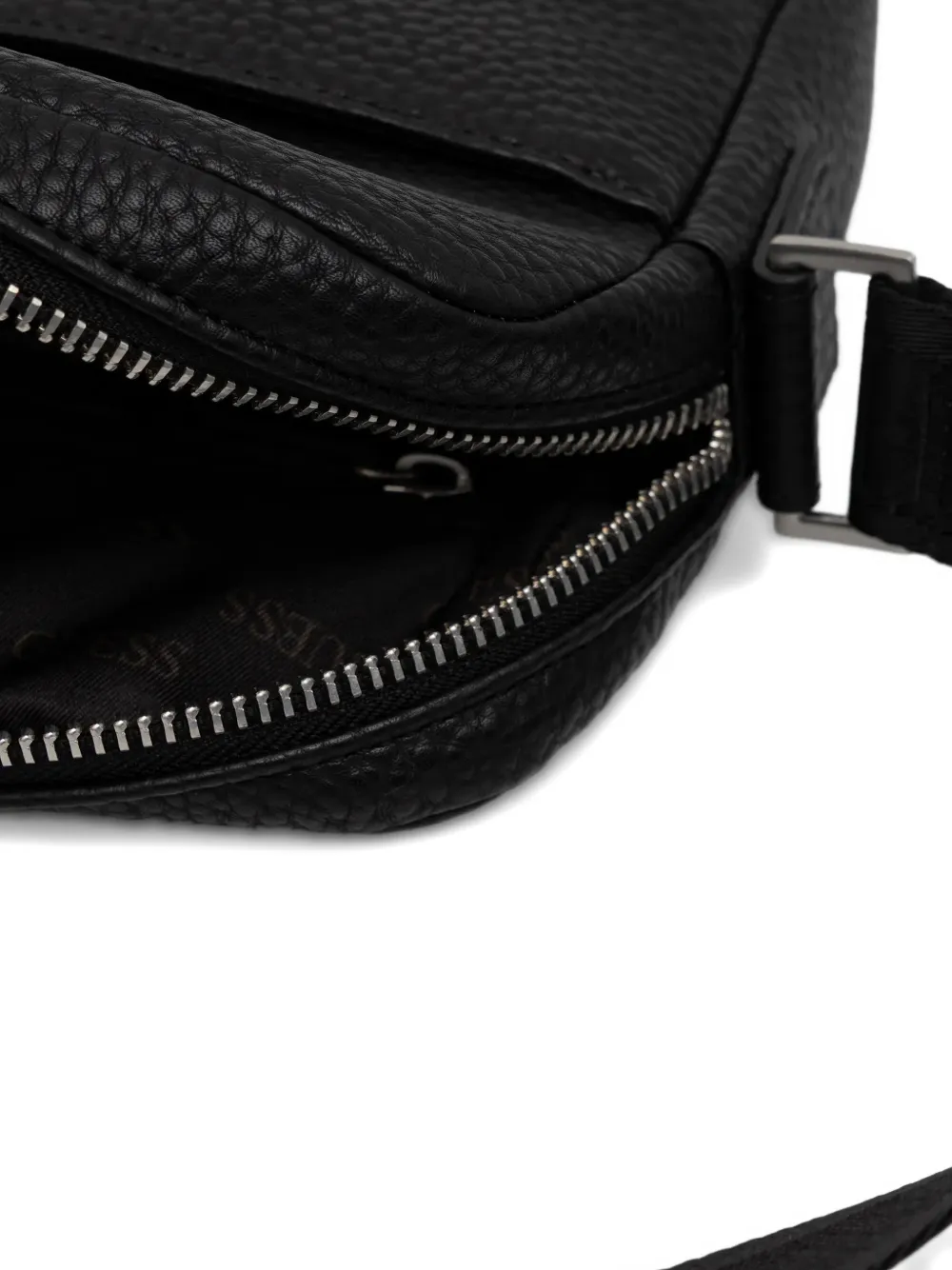 Guess Usa Logo-plaque Messenger Bag In Black