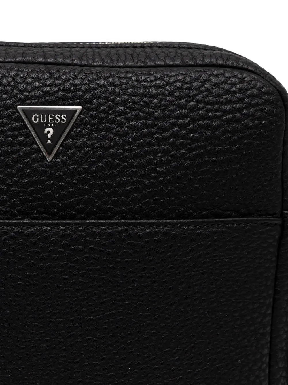 Guess Usa Logo-plaque Messenger Bag In Black