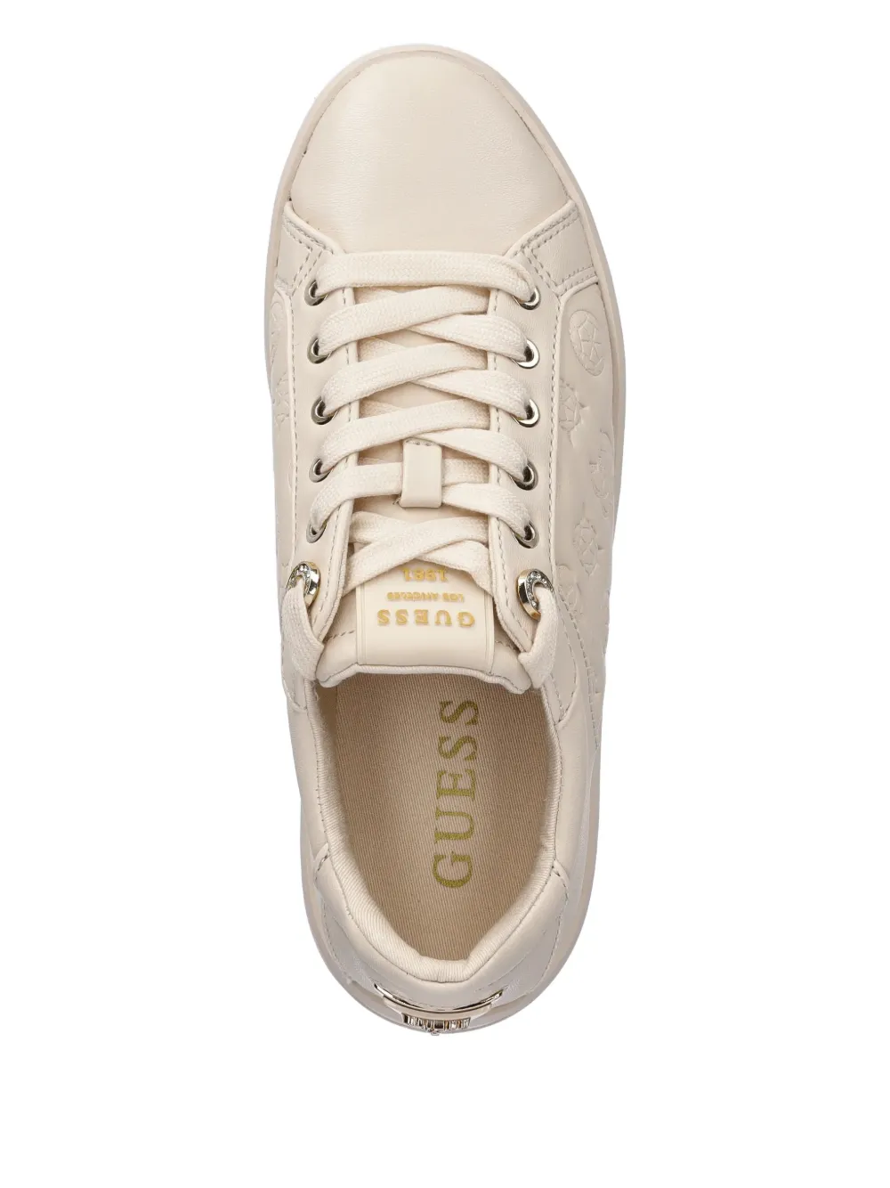 Guess Usa Embossed Logo Sneakers In Neutral