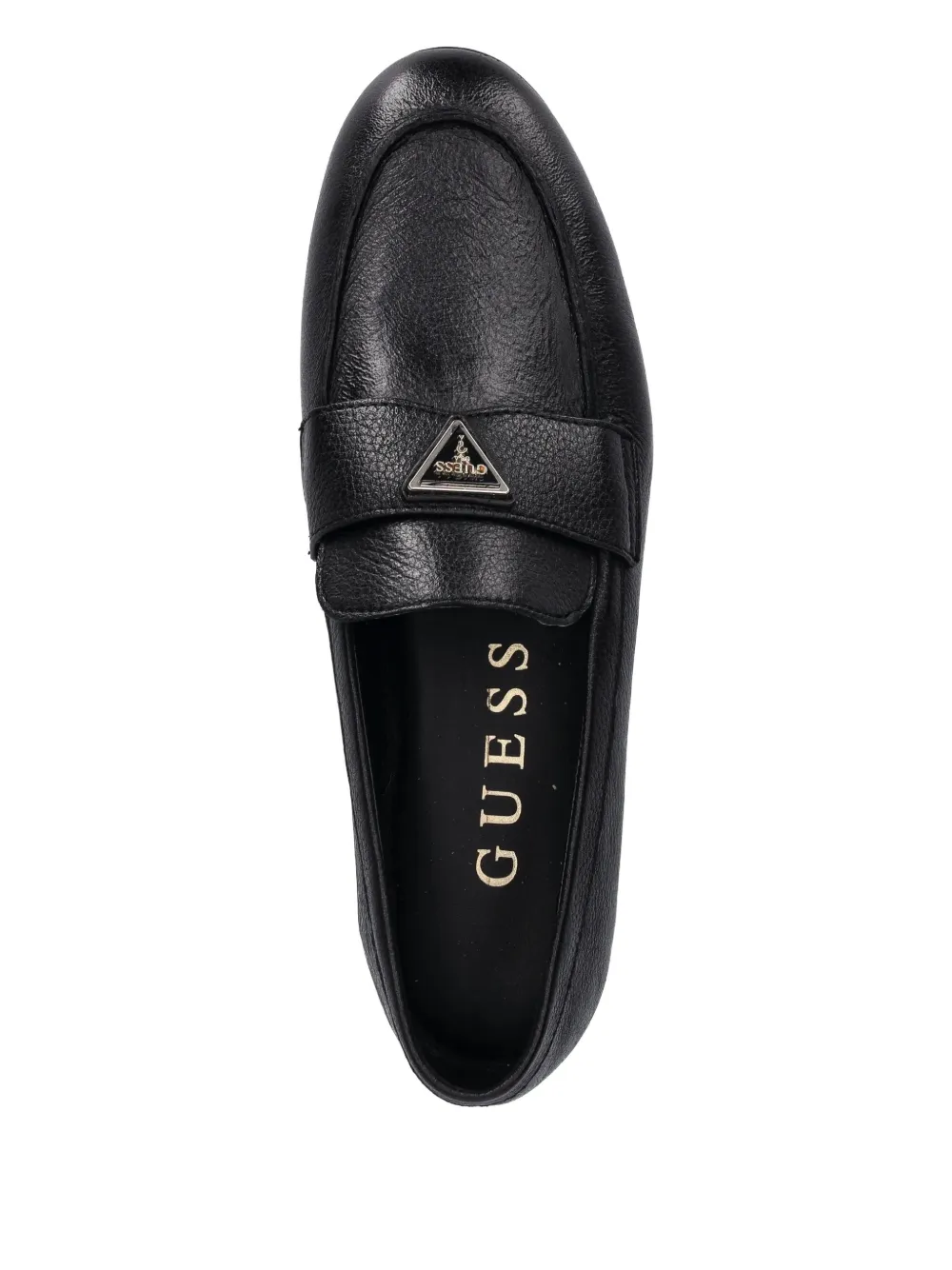 Guess Usa Triangle-logo Strap Loafers In Black