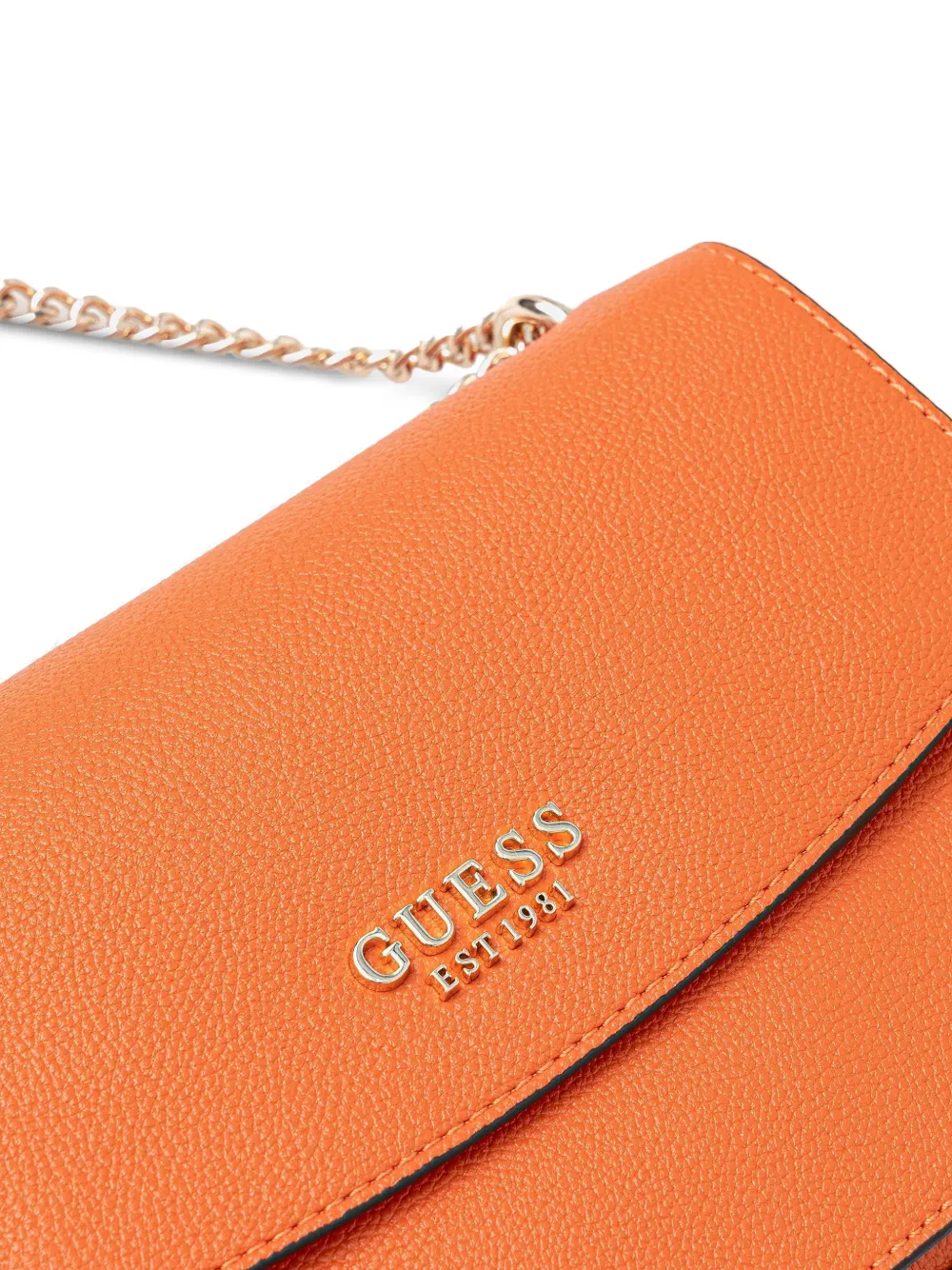 Guess Usa Logo-detail Chain Cross Body Bag In Orange