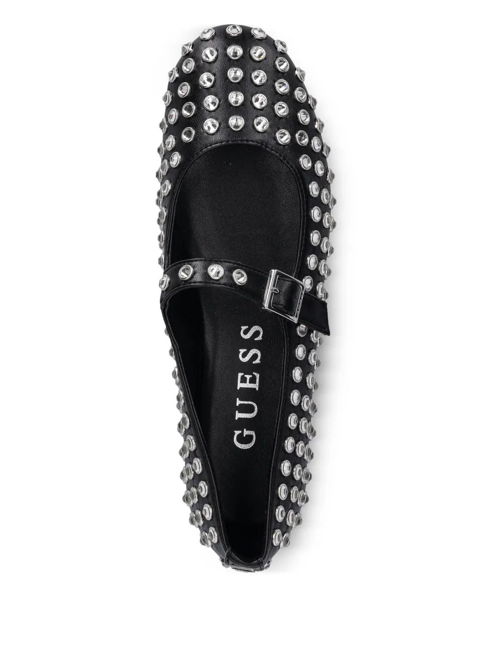  Guess Usa Studded Buckle Ballet Flats - Black 