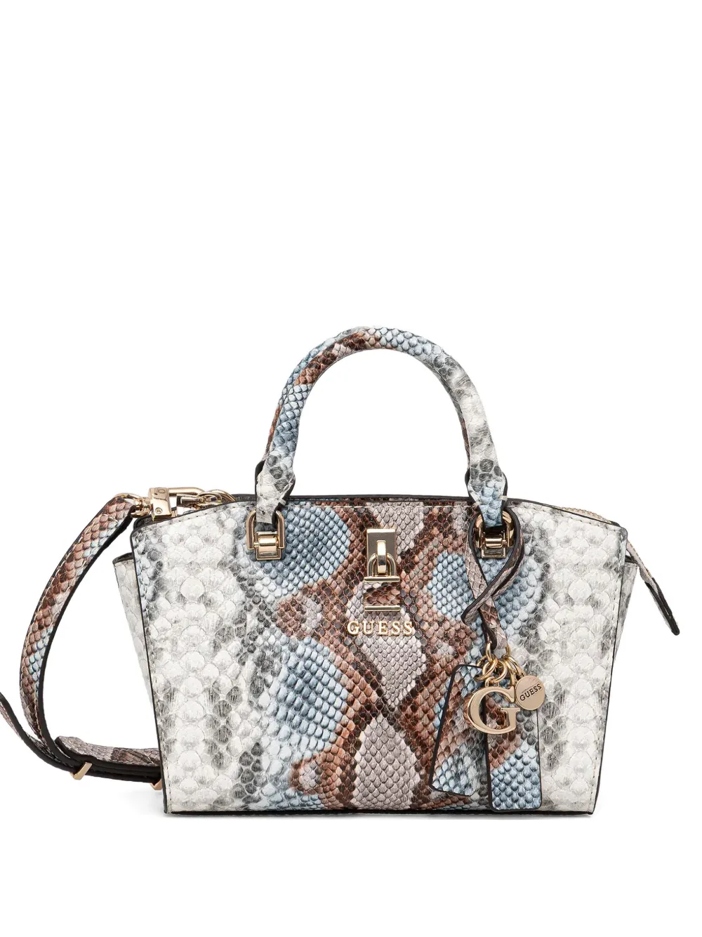 GUESS USA snake-effect charm tote bag | Neutrals | Image 1