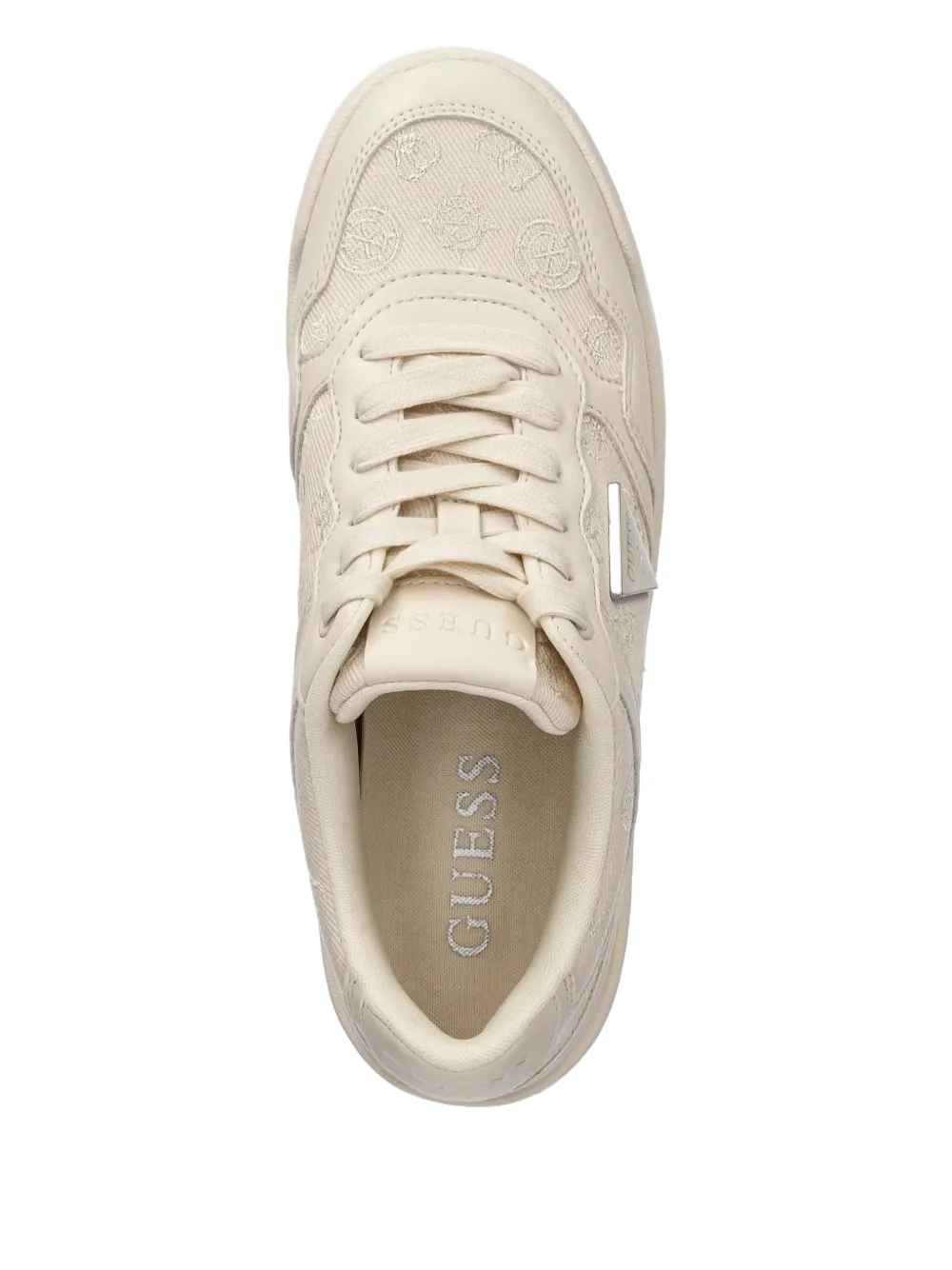 Guess Usa Logo-plaque Trainers In Neutral