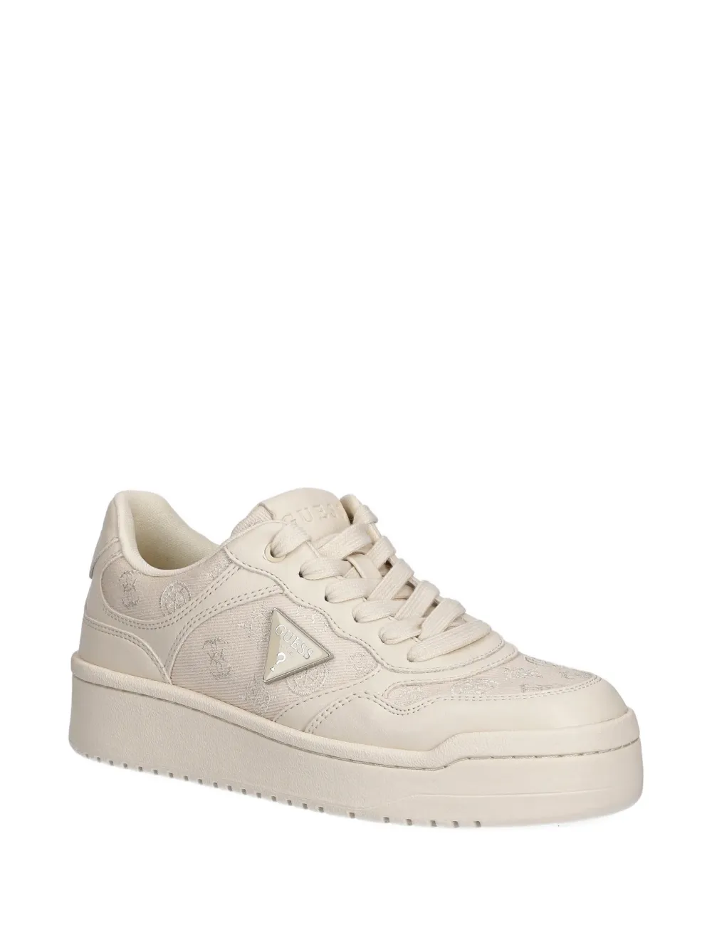 Guess Usa Logo-plaque Trainers In Neutral