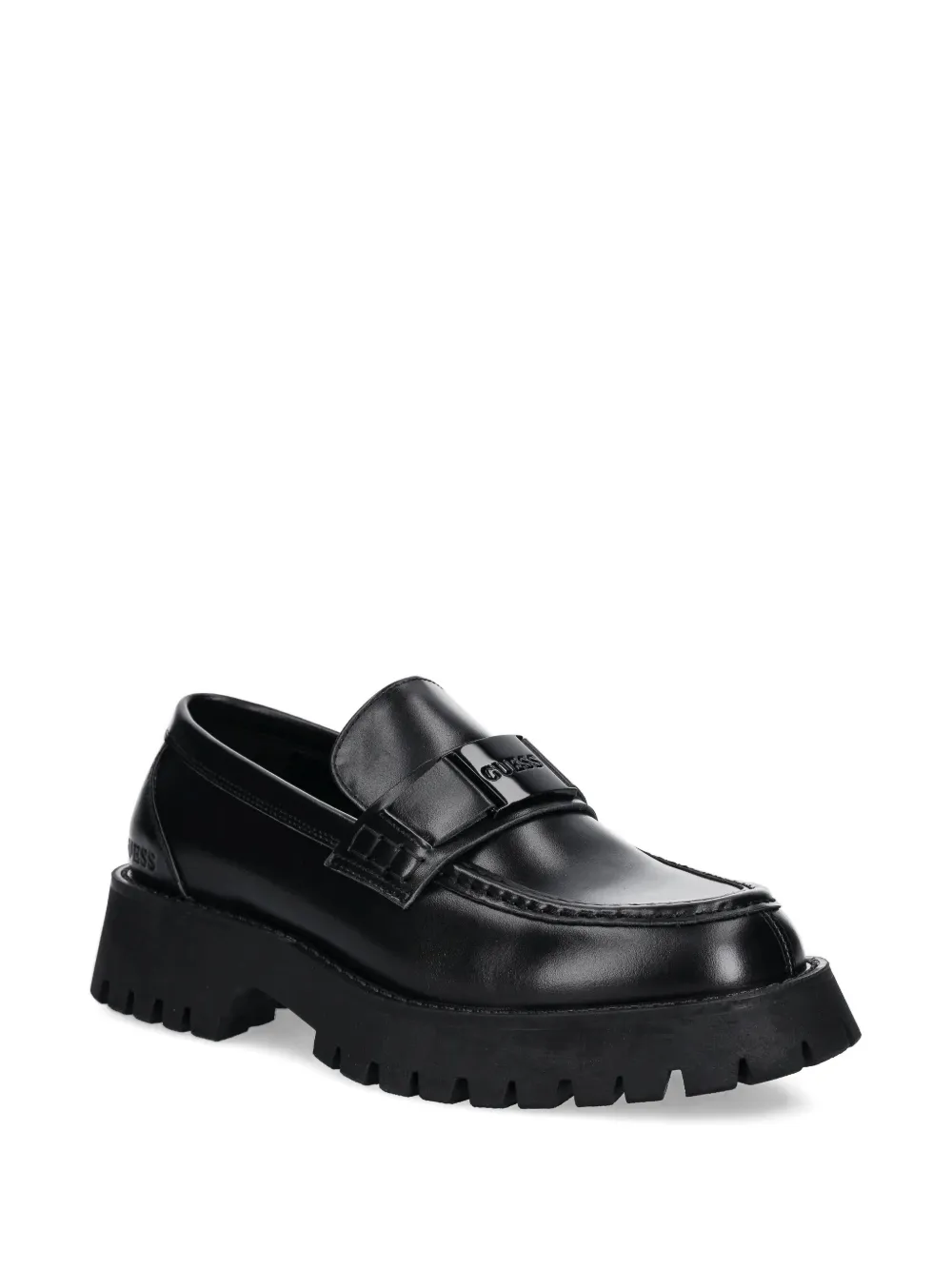 GUESS USA logo-plaque lug-sole loafers - Zwart