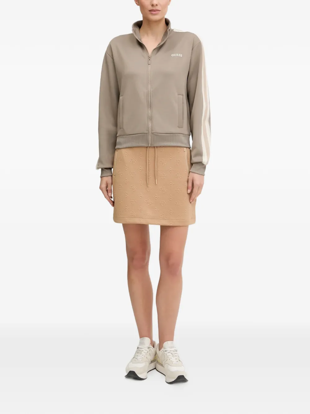 Guess Usa Zip Striped Top In Brown