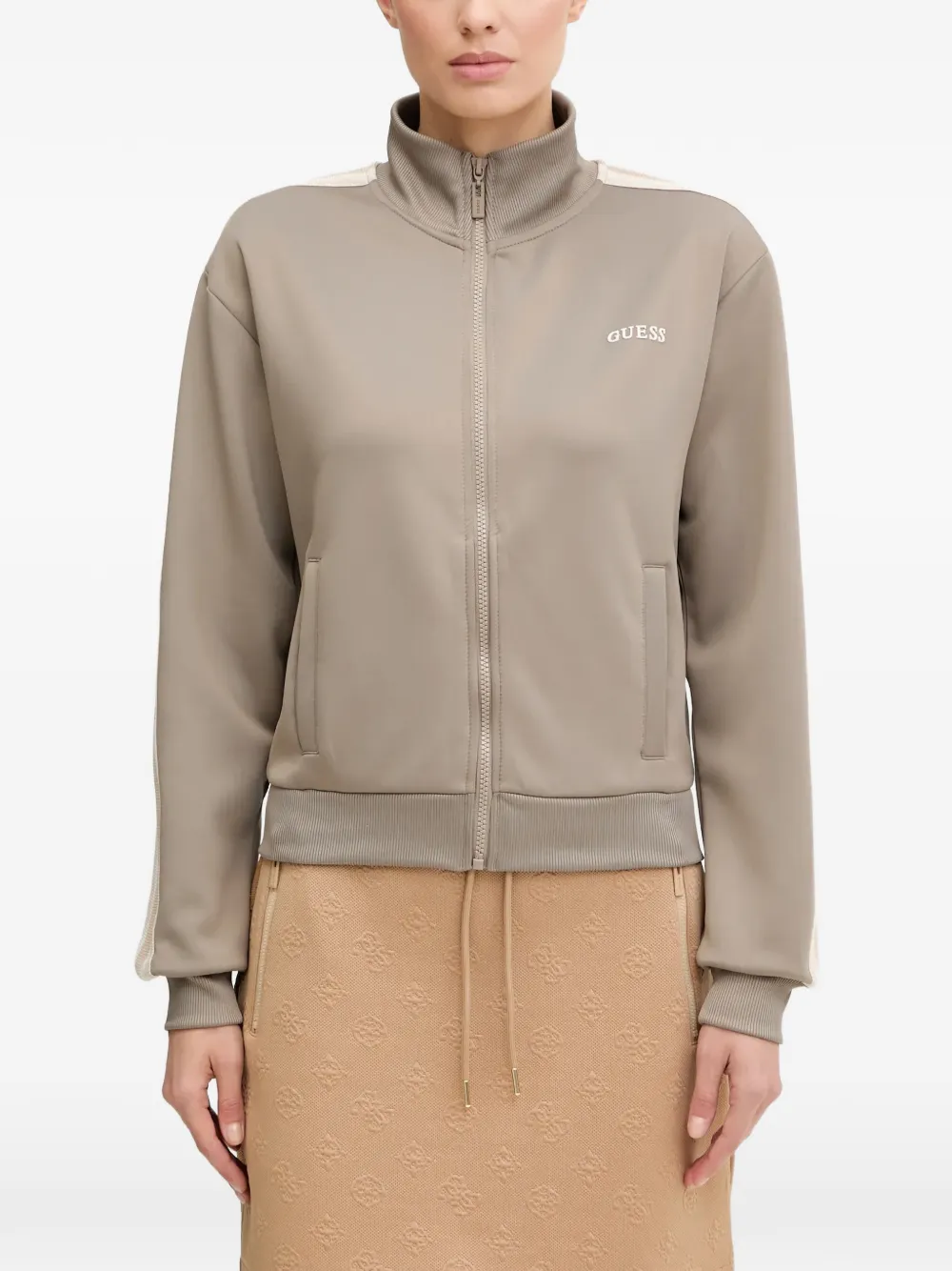 Guess Usa Zip Striped Top In Brown