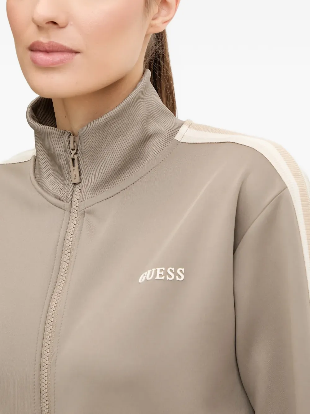 Guess Usa Zip Striped Top In Brown