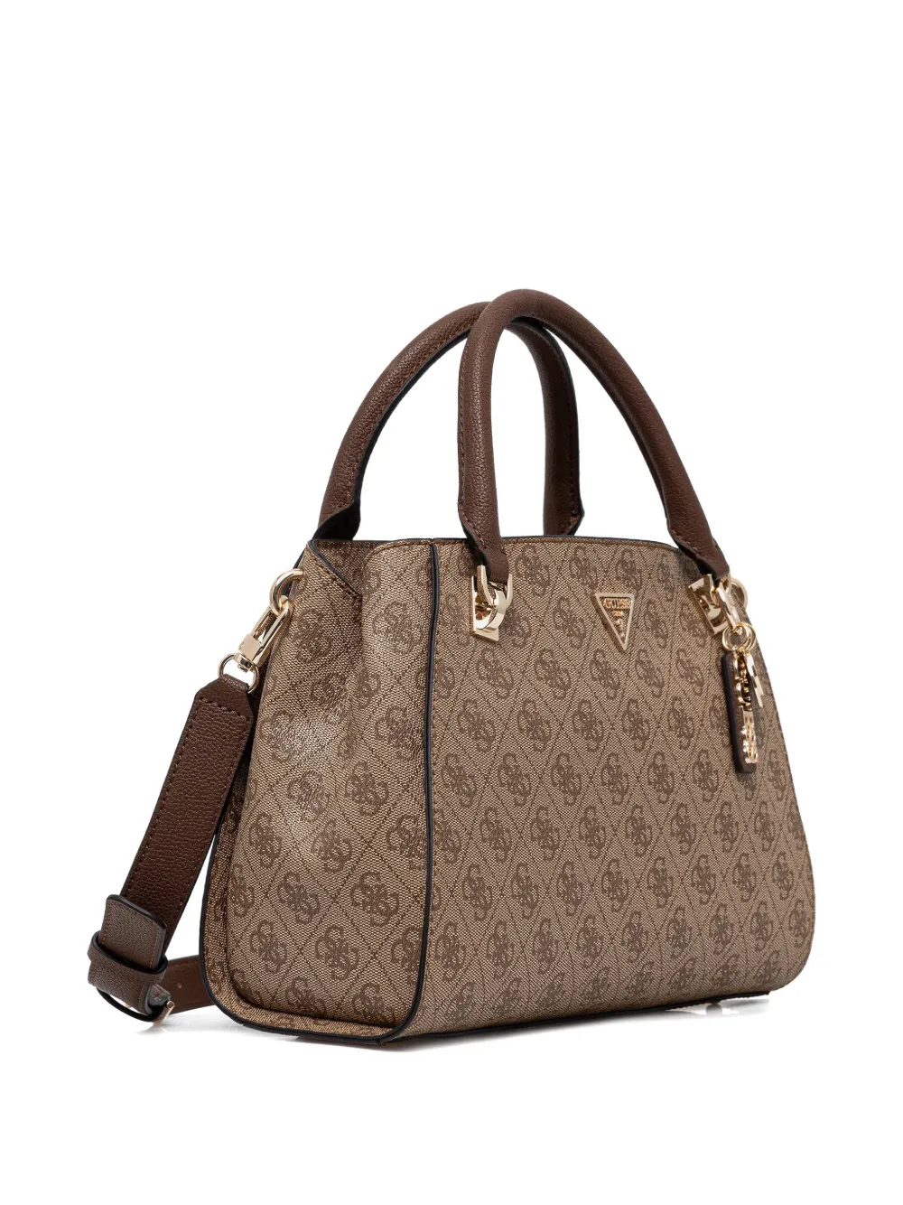 Guess Usa Monogram Charm Tote Bag In Brown