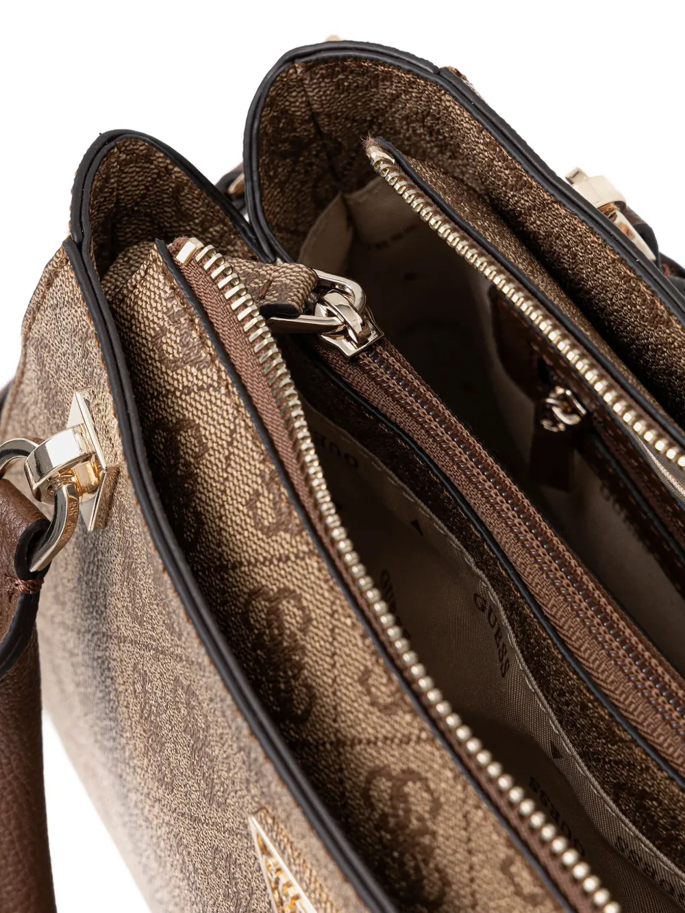 Guess Usa Monogram Charm Tote Bag In Brown