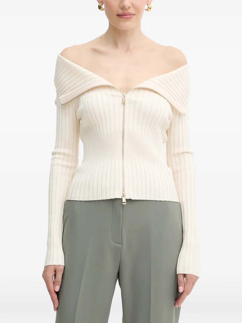 GUESS USA off-shoulder zip knitwear - Neutrals