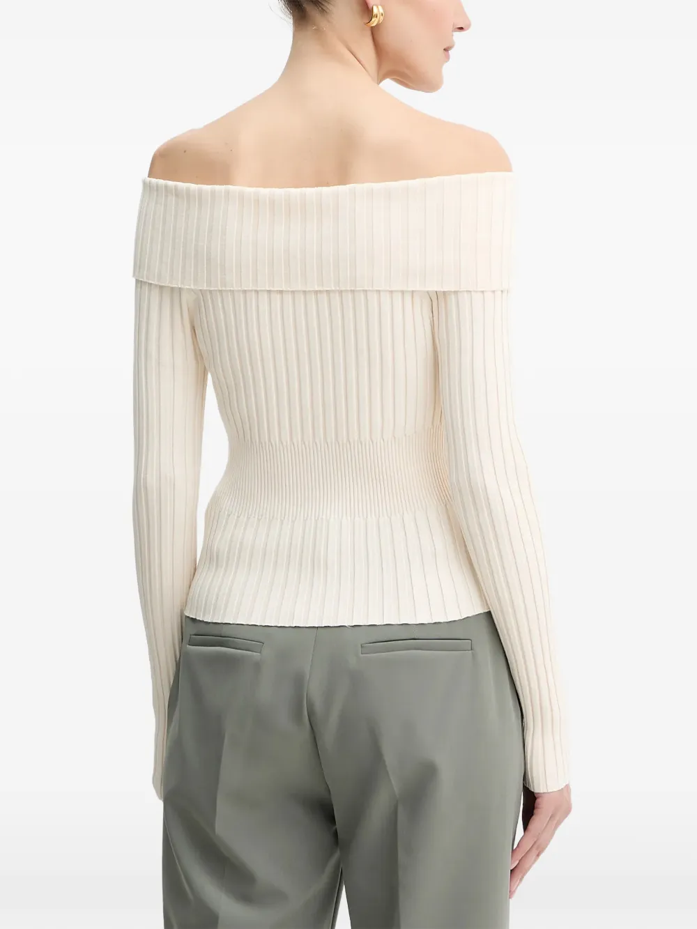  Guess Usa Off-shoulder Zip Knitwear - Neutrals 