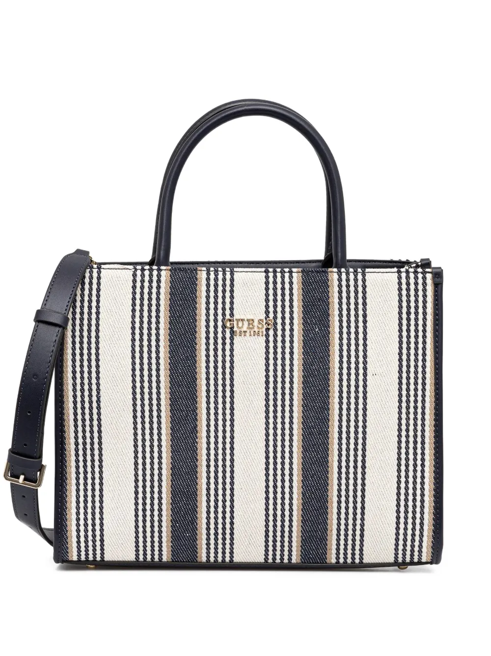 GUESS USA tote Nicolette a rayas con cierre en la parte superior | neutro | Image 1