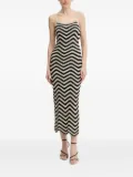 GUESS USA chevron-pattern lace-up back midi dress - Black