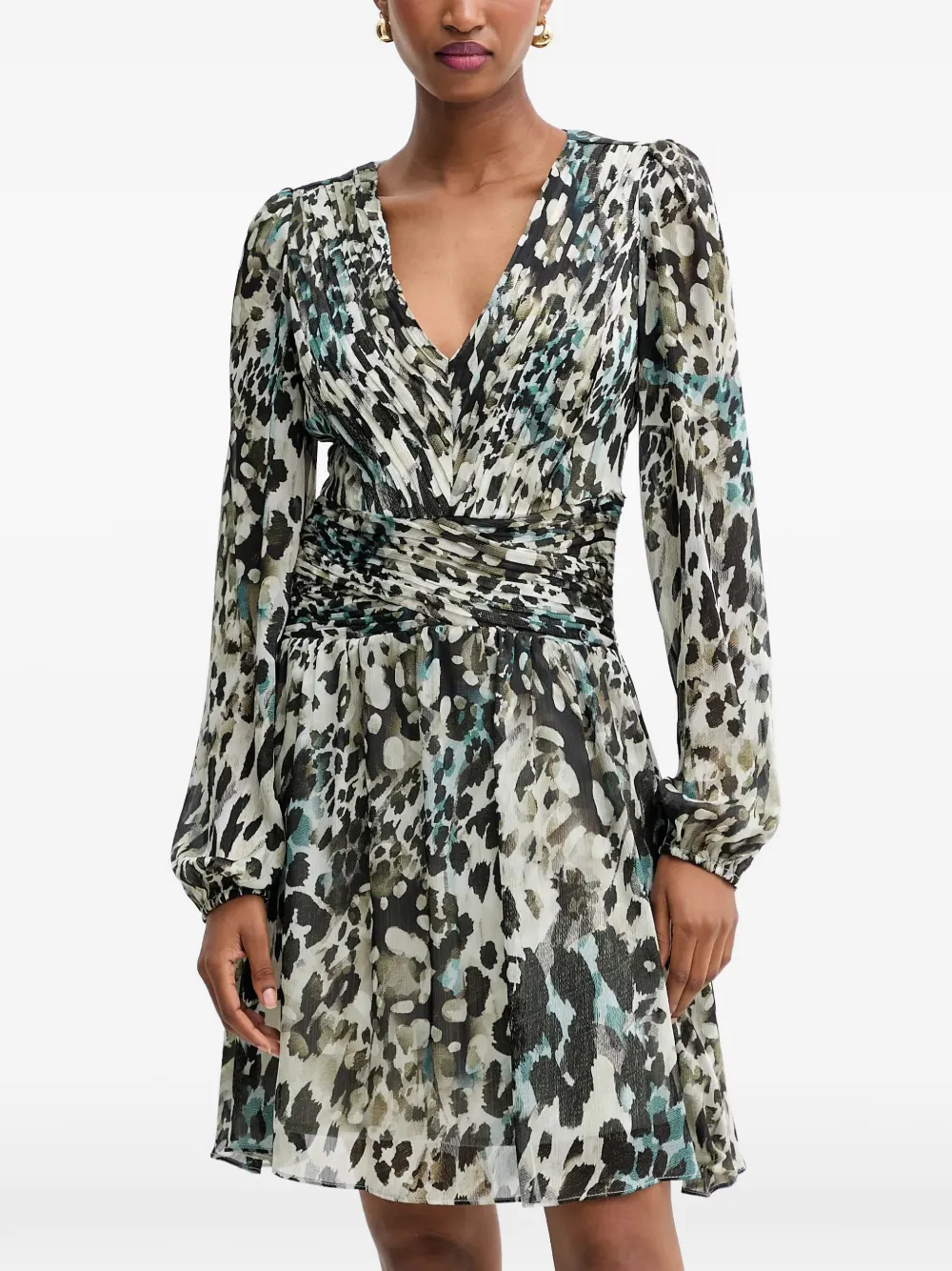 GUESS USA long-sleeves v-neck mini dress - Black