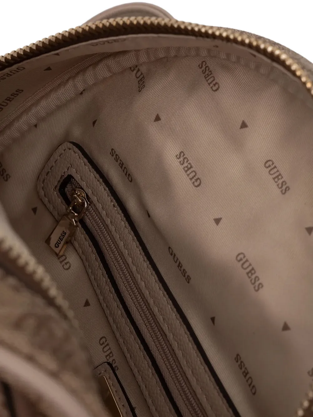 Guess Usa Monogram-pattern Zip-around Backpack In Brown