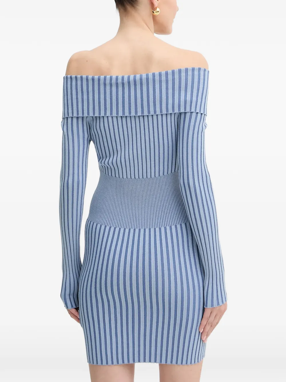 Guess Usa Zip Ribbed Mini Dress In Blue
