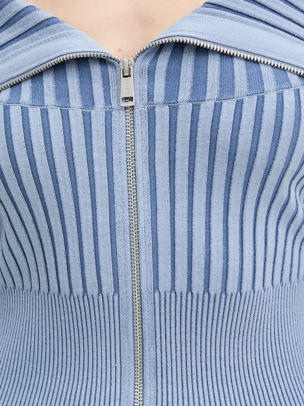 Guess Usa Zip Ribbed Mini Dress In Blue