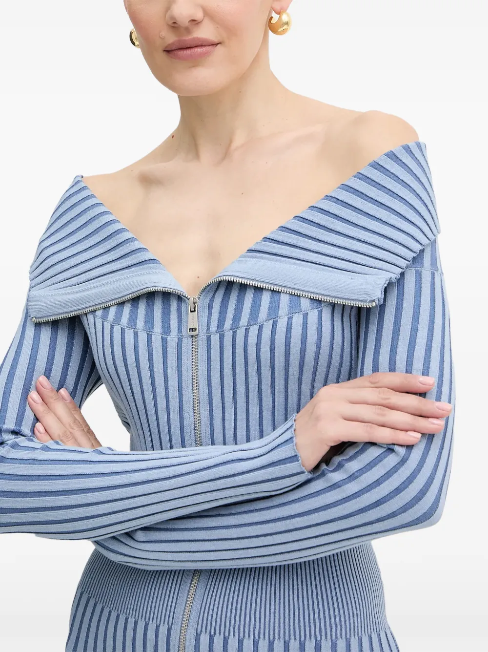 GUESS USA Geribbelde mini-jurk met rits Blauw