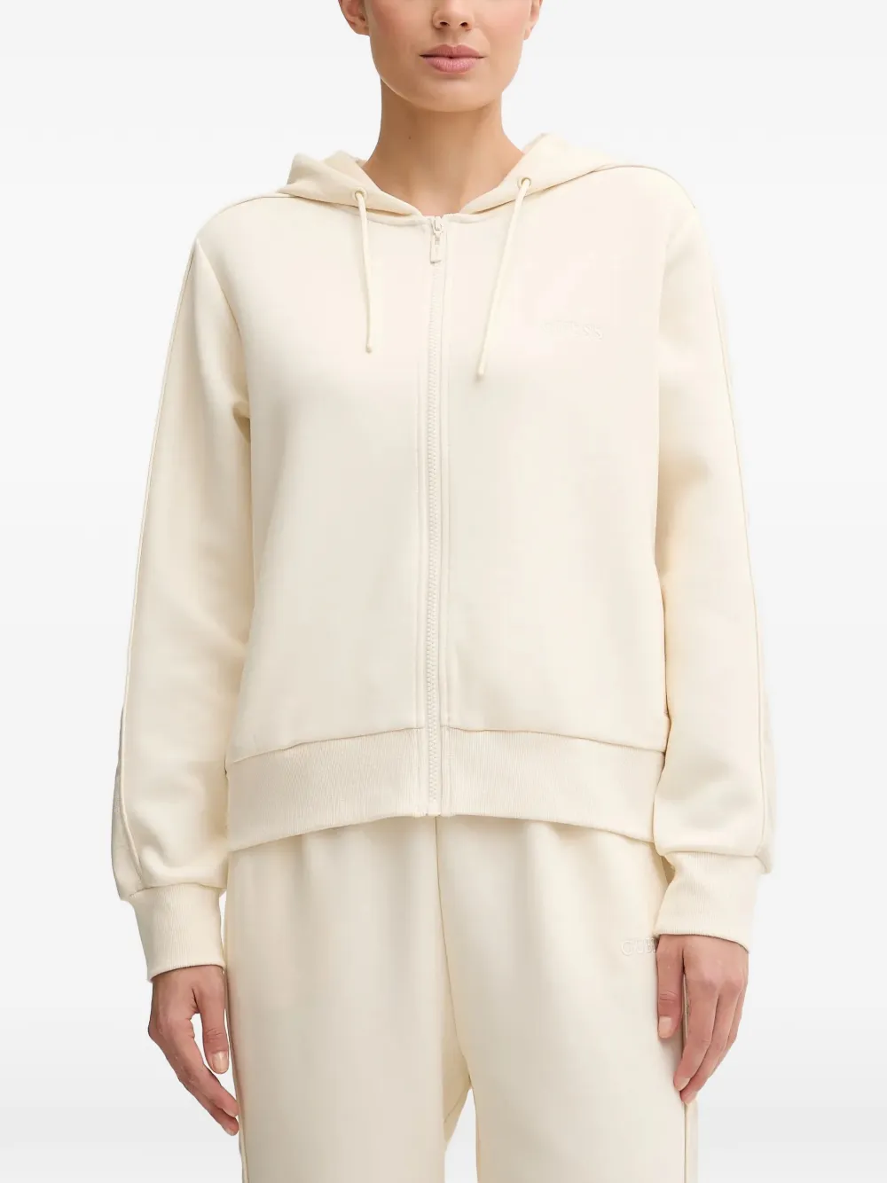 Guess Usa Zip-up Hooded Top In Neutral