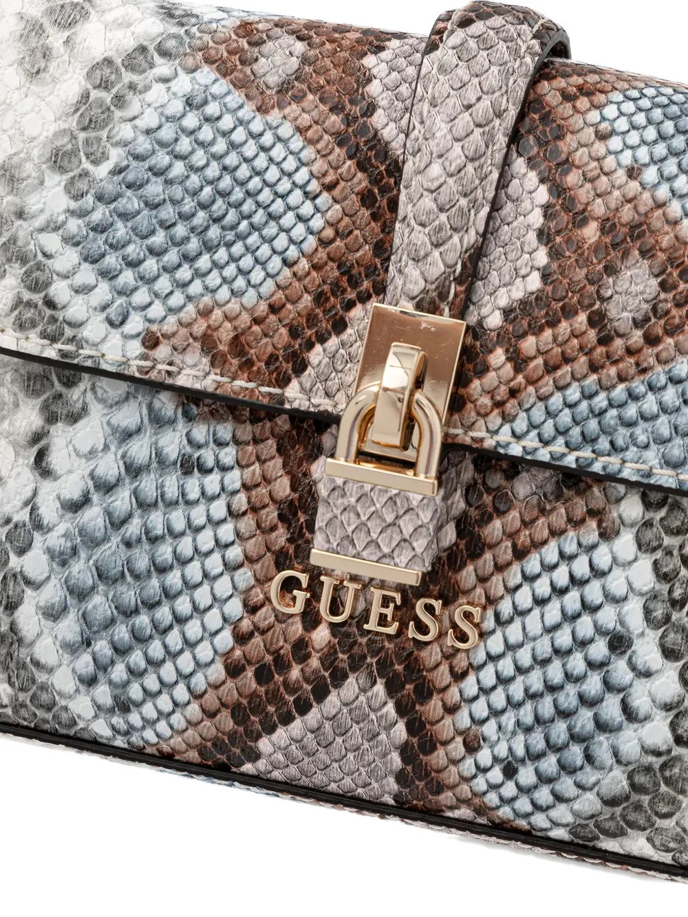 Guess Usa Queensland Snakeskin-effect Tote Bag In Gray
