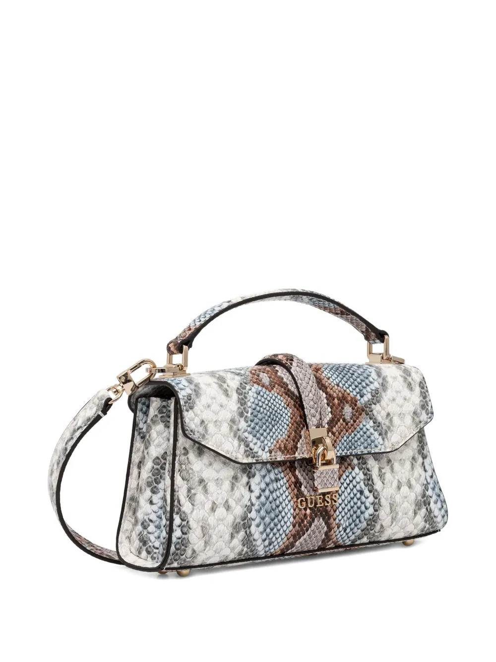 Guess Usa Queensland Snakeskin-effect Tote Bag In Gray