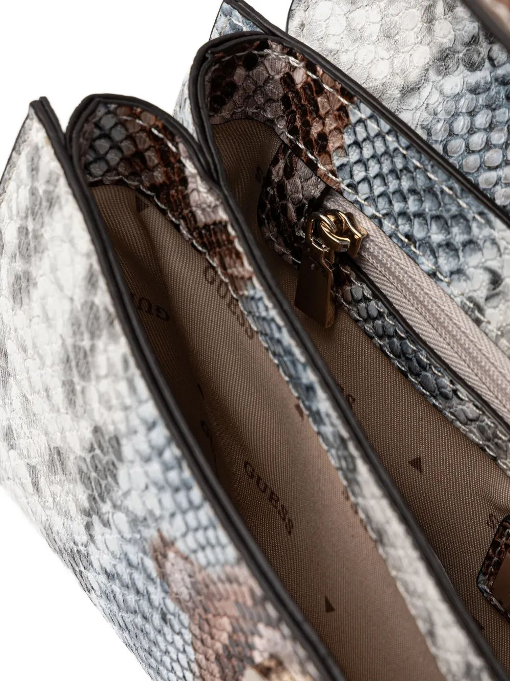 Guess Usa Queensland Snakeskin-effect Tote Bag In Gray