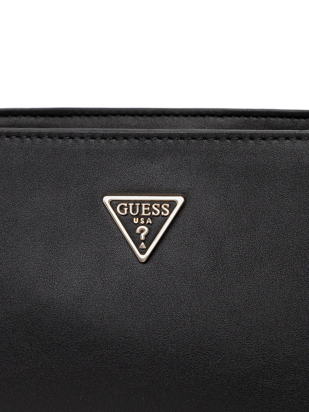 Guess Usa Logo Plaque Satchel In Black