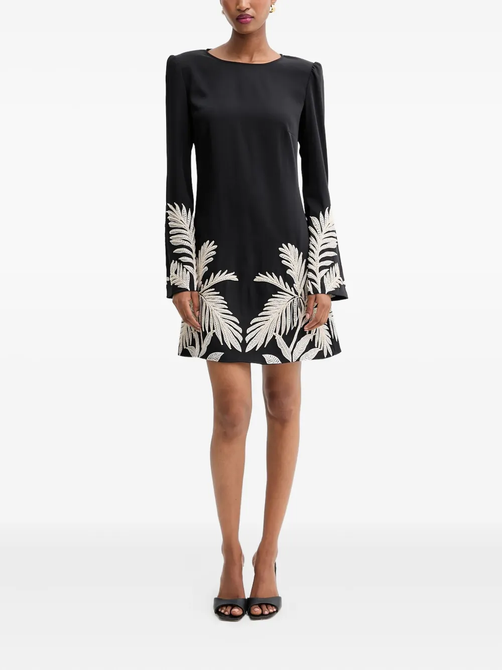 GUESS USA Verfraaide mini-jurk met bladerprint Zwart