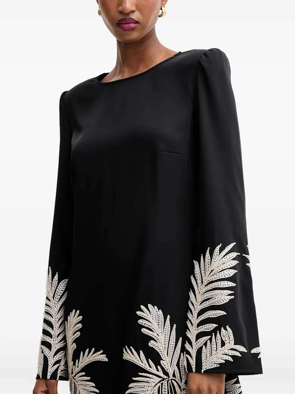 GUESS USA Verfraaide mini-jurk met bladerprint Zwart