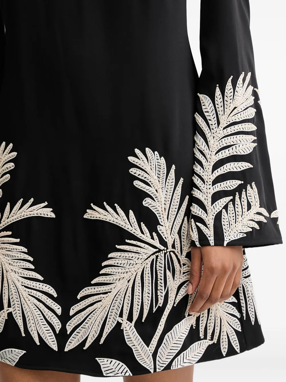GUESS USA Verfraaide mini-jurk met bladerprint Zwart
