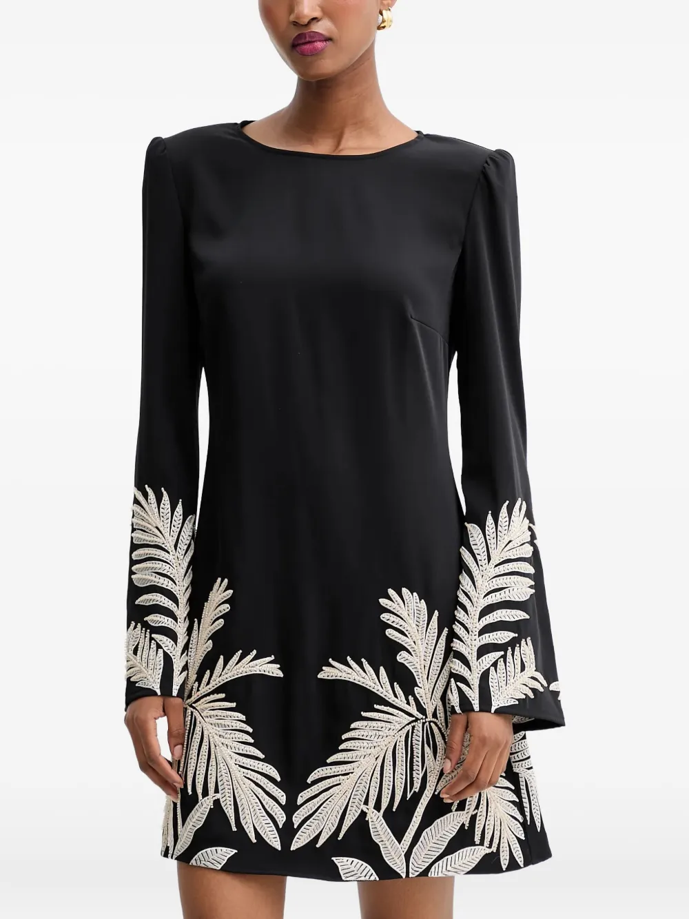 GUESS USA Verfraaide mini-jurk met bladerprint Zwart