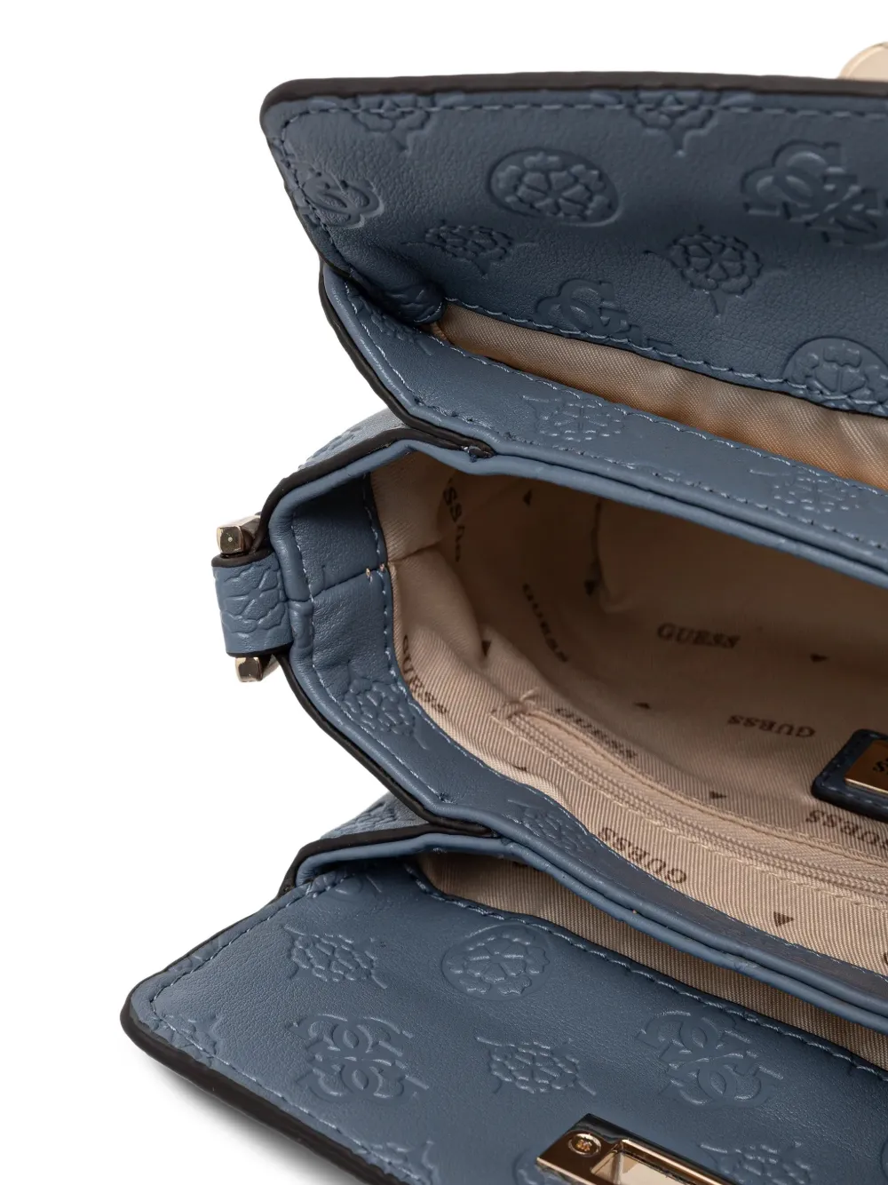 Guess Usa Mini Phoebe Embossed Cross Body Bag In Blue