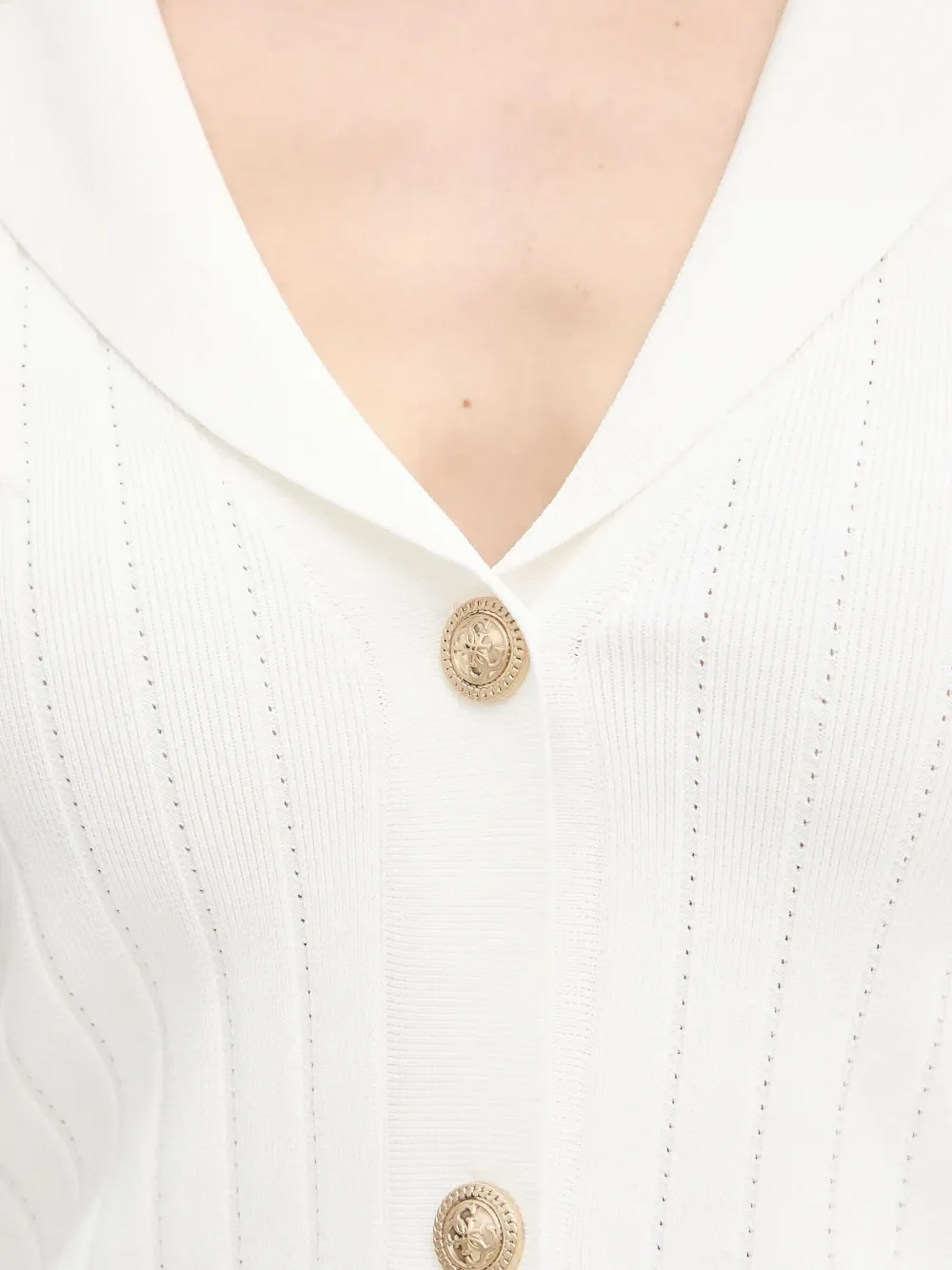 Guess Usa Ribbed Buttoned Cardigan In Neutral
