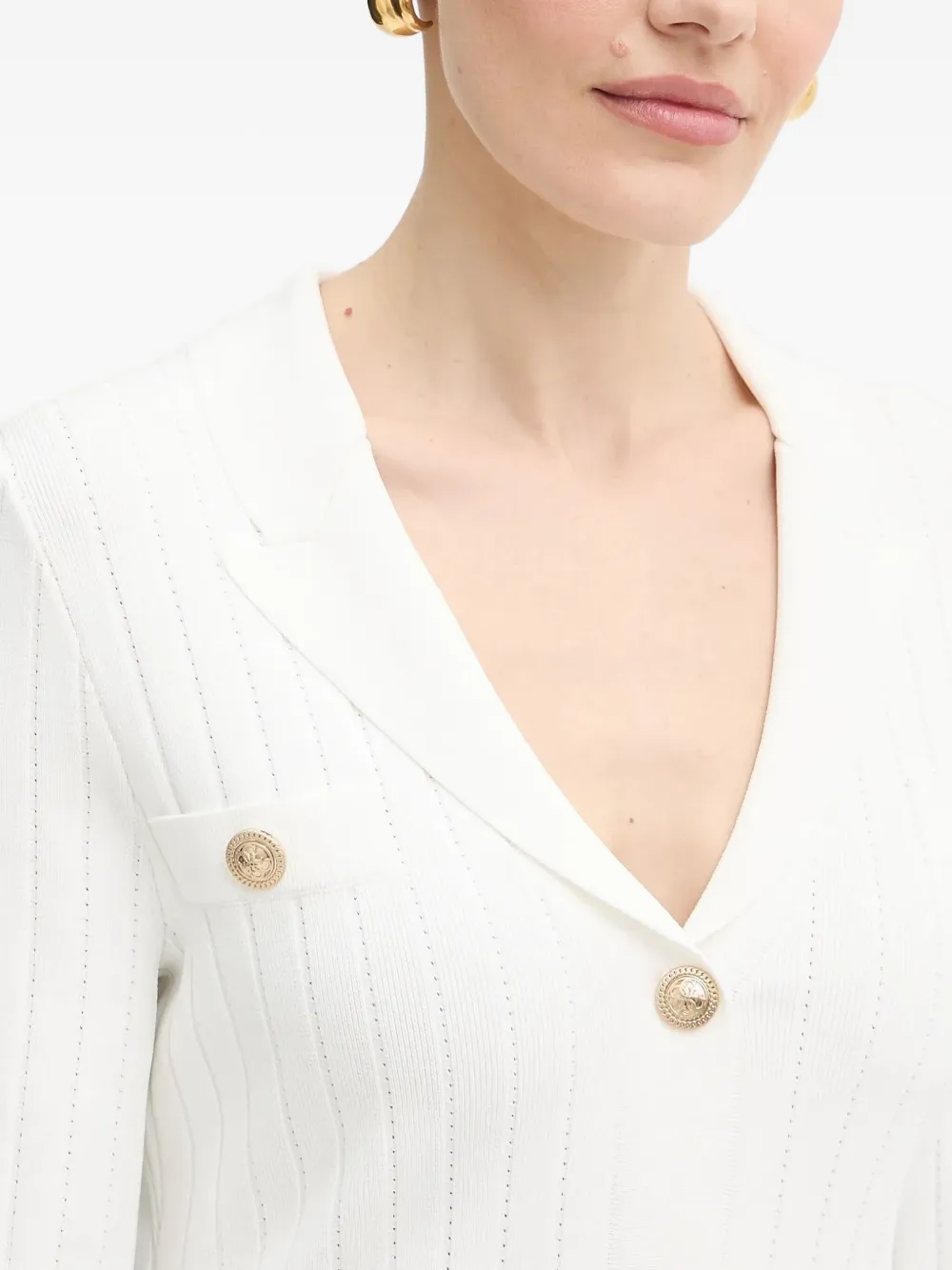Guess Usa Ribbed Buttoned Cardigan In Neutral