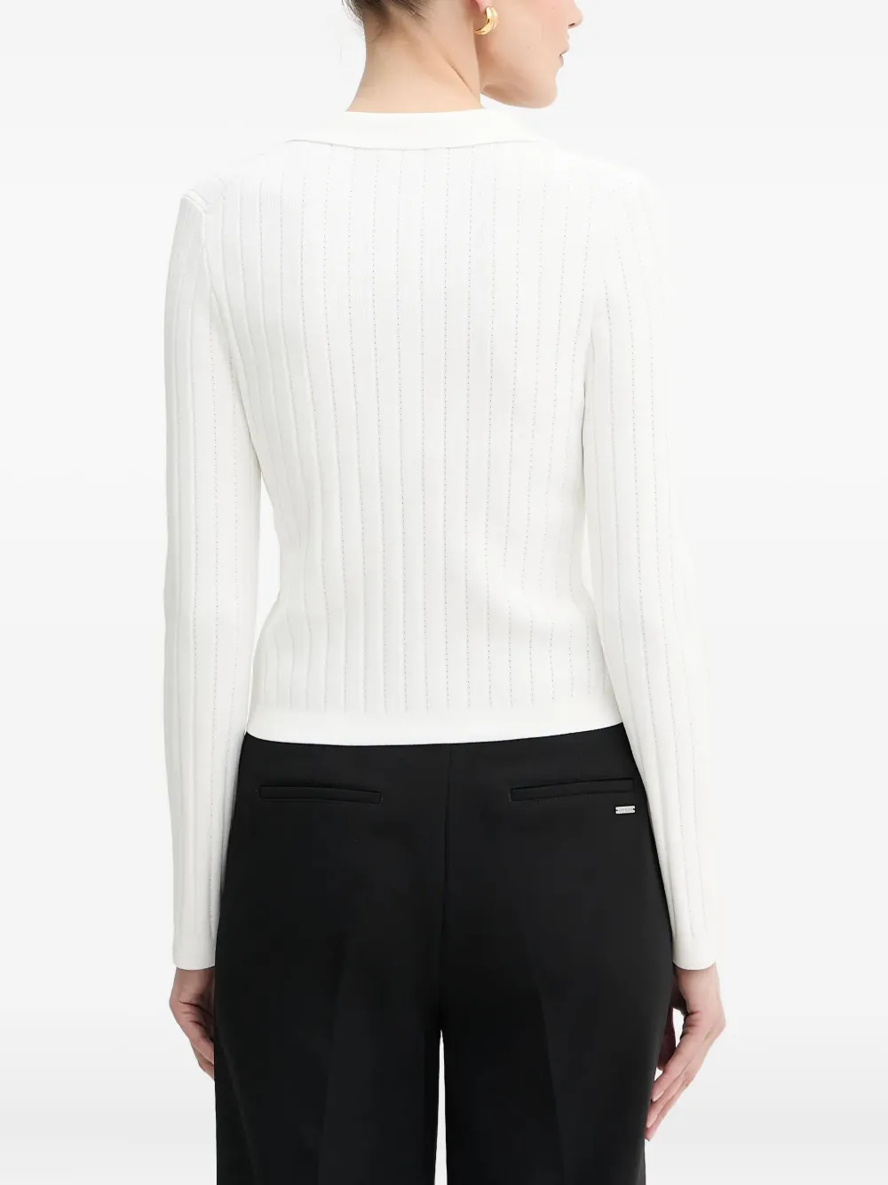 Guess Usa Ribbed Buttoned Cardigan In Neutral