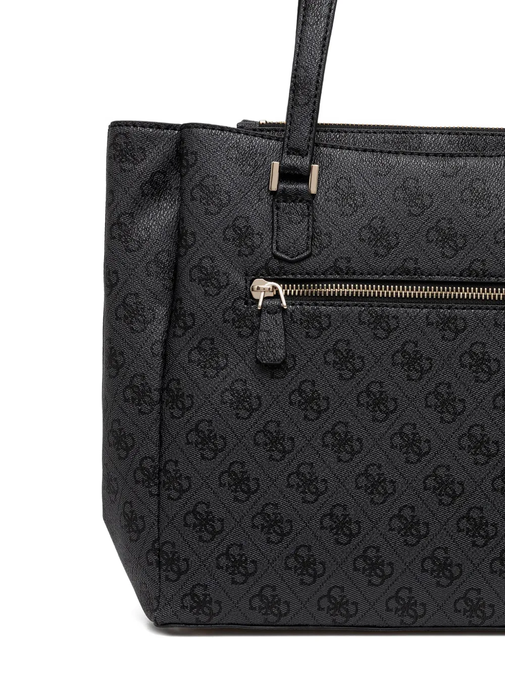 Guess Usa Monogram-logo Padlock-detail Tote Bag In Black