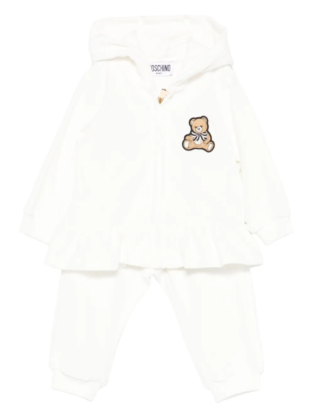 Moschino Kids ruffled teddy-embroidered tracksuit Wit