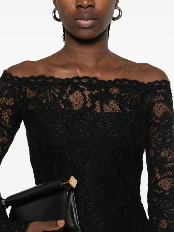black and pink lace prom dress Off Shoulder Long Sleeves Mermaid Lace Black/Pink Prom Dresses, Lace Black  Bridesmaid Dresses, Formal Dresses main image 1