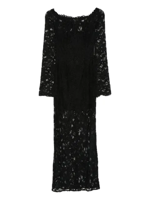 MANURI Vestido longo decote canoa com renda