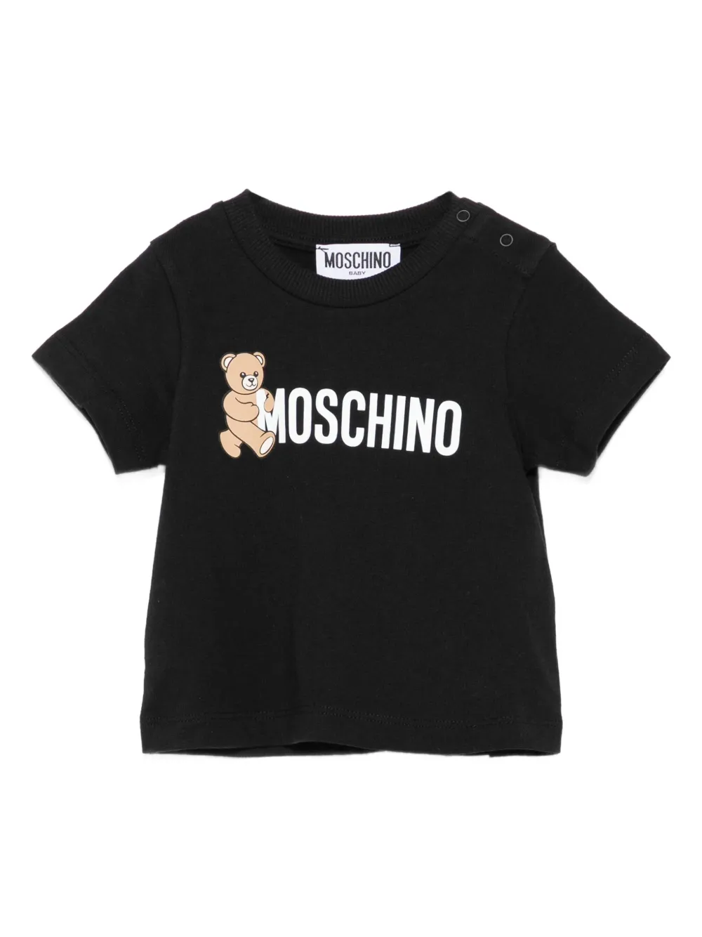 Moschino Kids Katoenen T-shirt met teddybeerprint Zwart