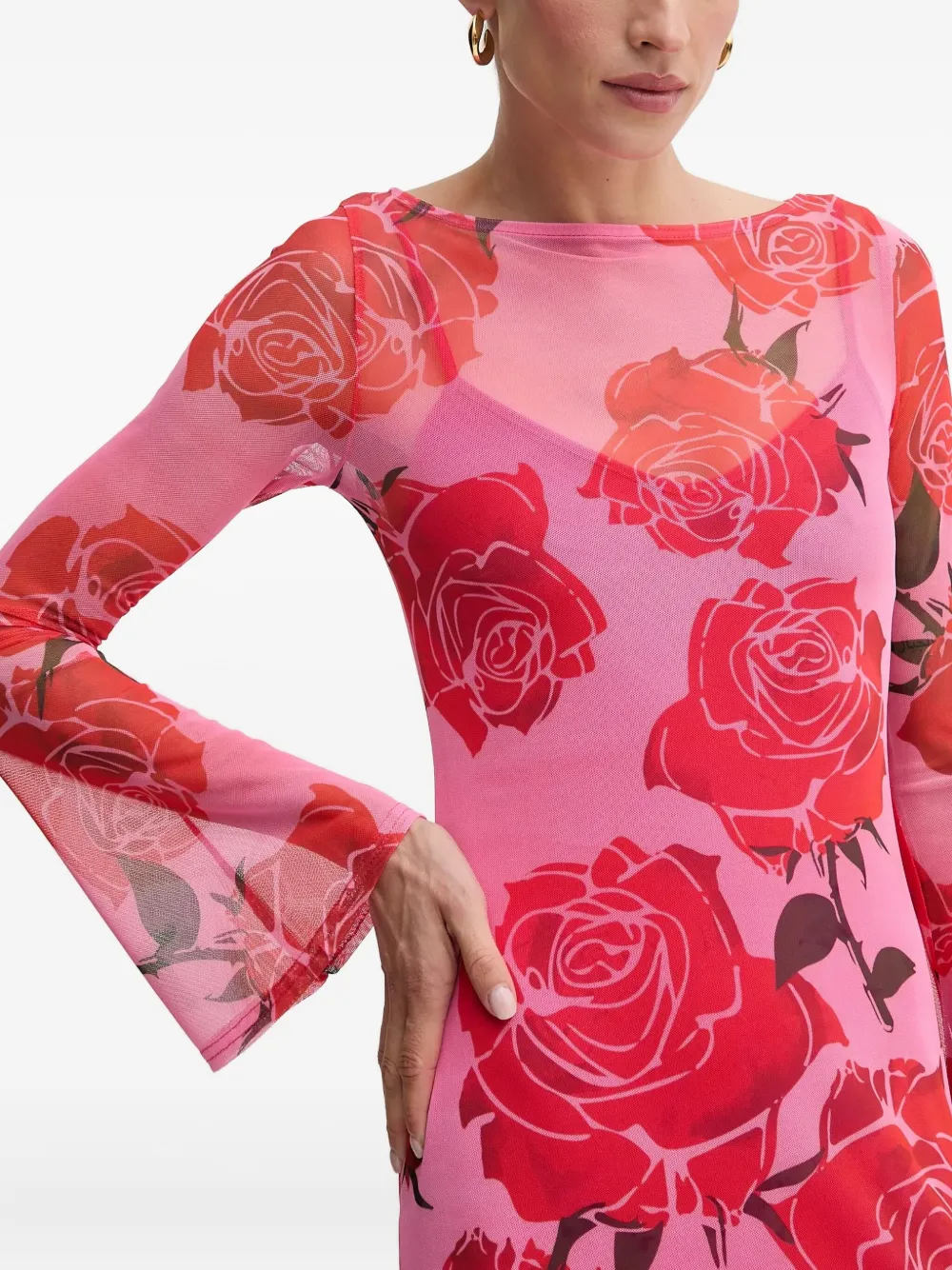 Never Fully Dressed Floral Long-sleeve Maxi Dress In Animal Print