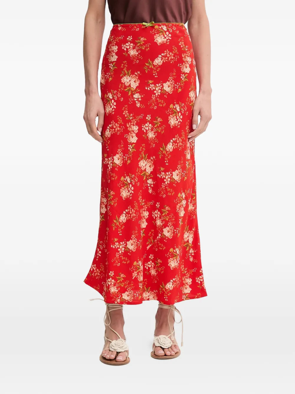 NEVER FULLY DRESSED floral long skirt - Rosso